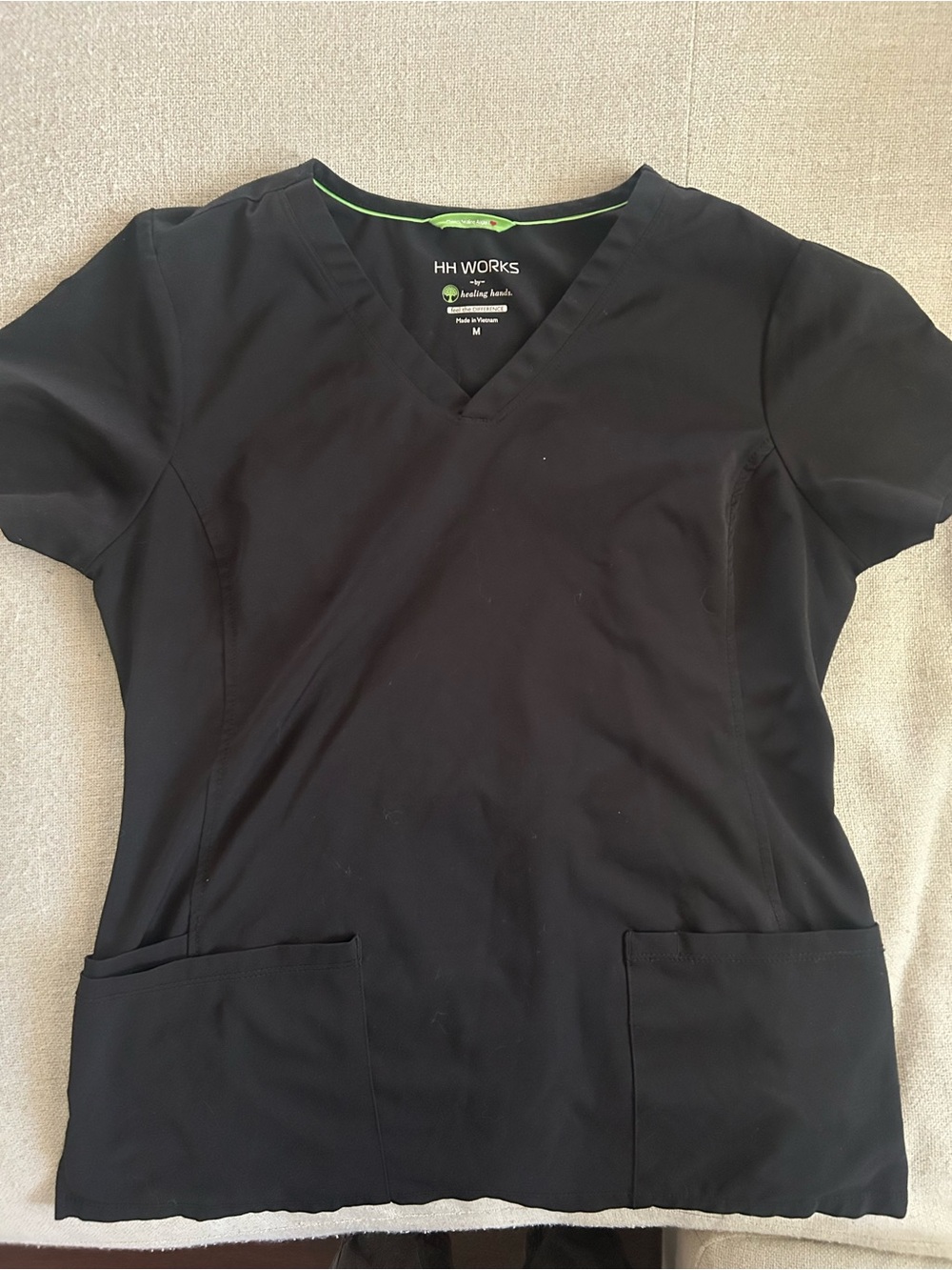 Women's Black V-Neck Scrub Top